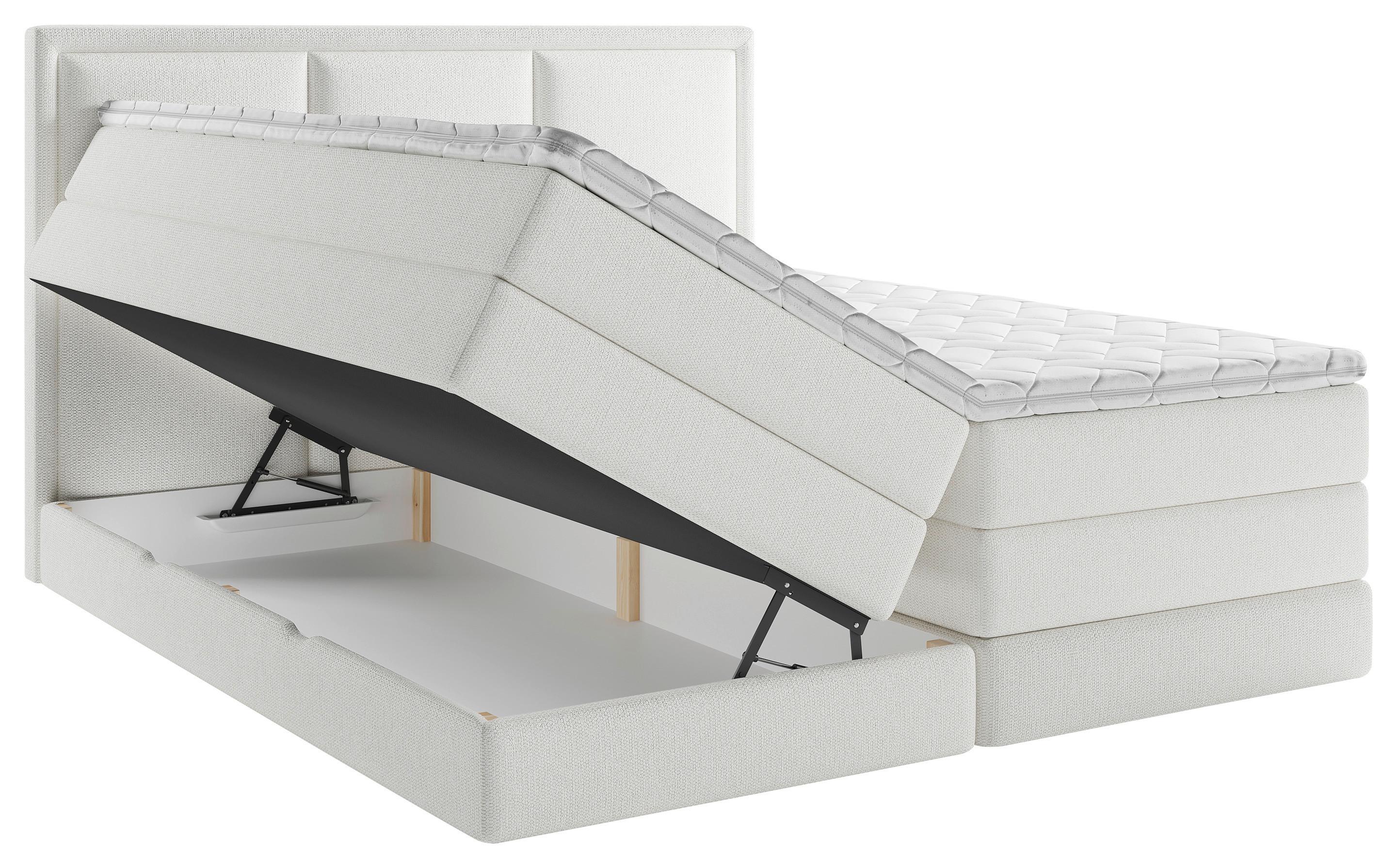 Boxspringbett mit Topper 200x220 cm Swing II K - Weiß, Design, Holz/Holzwerkstoff (200/220cm) - MID.YOU