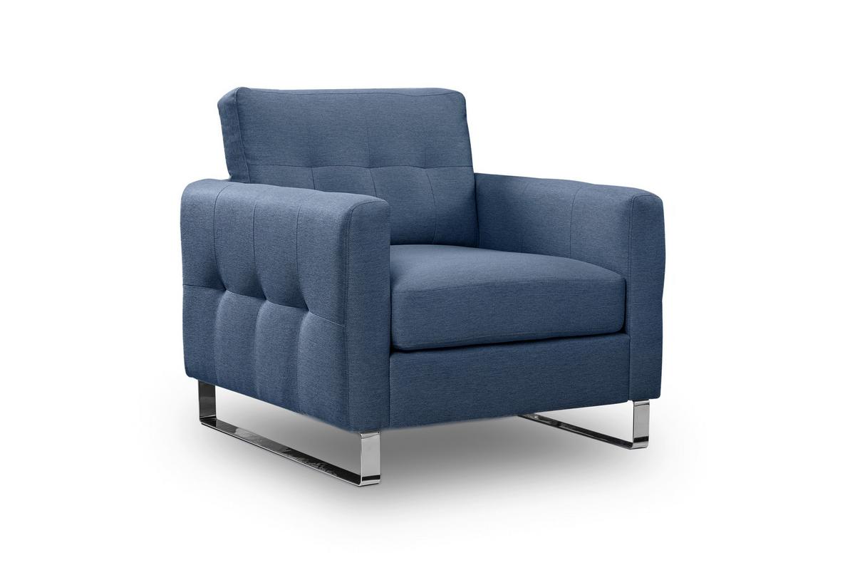 1,5-Sitzer Hera Dunkelblau B: 93cm - Chromfarben/Dunkelblau, Basics, Holz/Textil (93/92/94cm) - MID.YOU