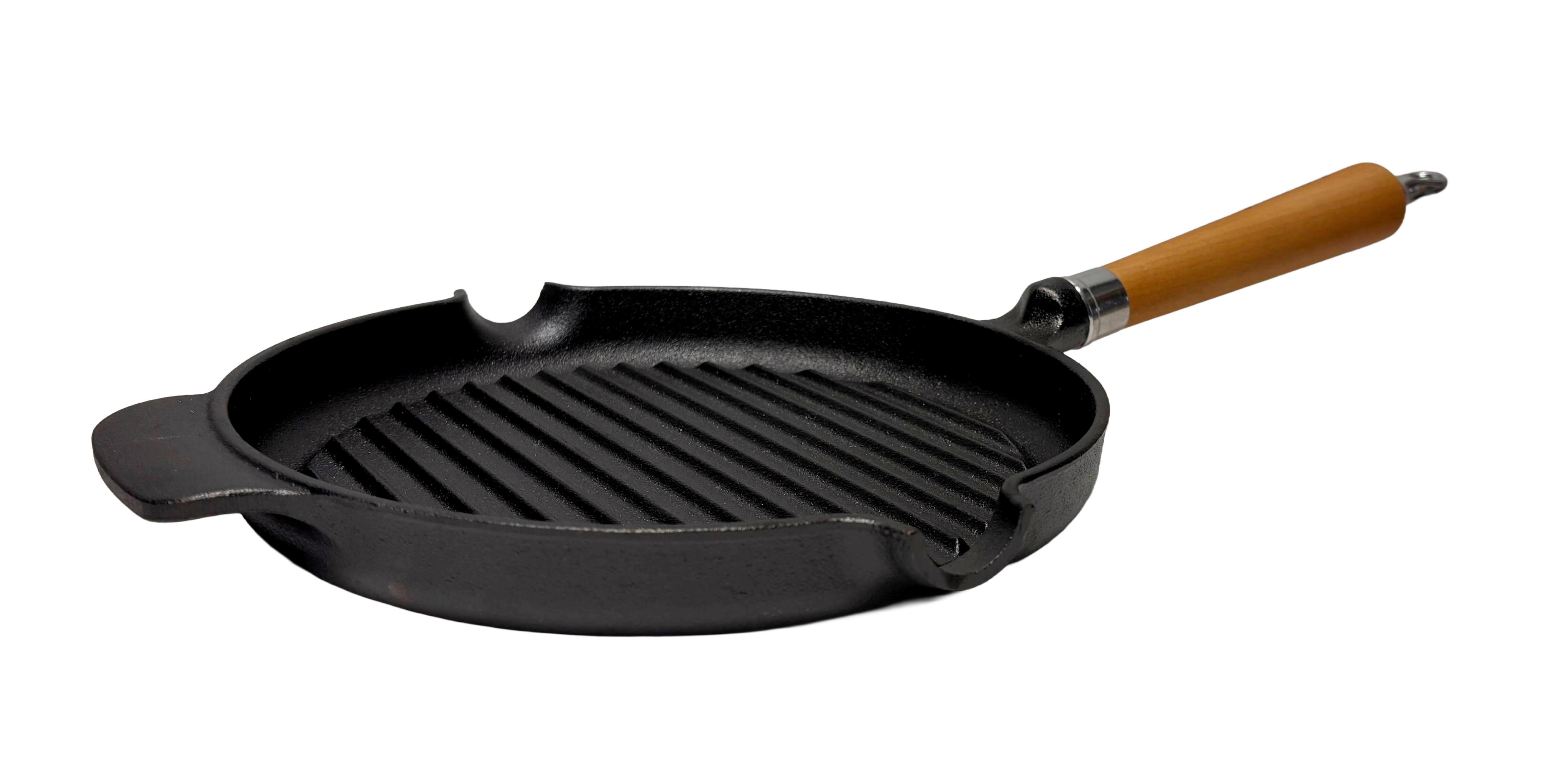 GRILLPFANNE D: 25 mit Buchenholzgriff - Schwarz/Braun, Basics, Holz/Metall (51/25/7.5cm)