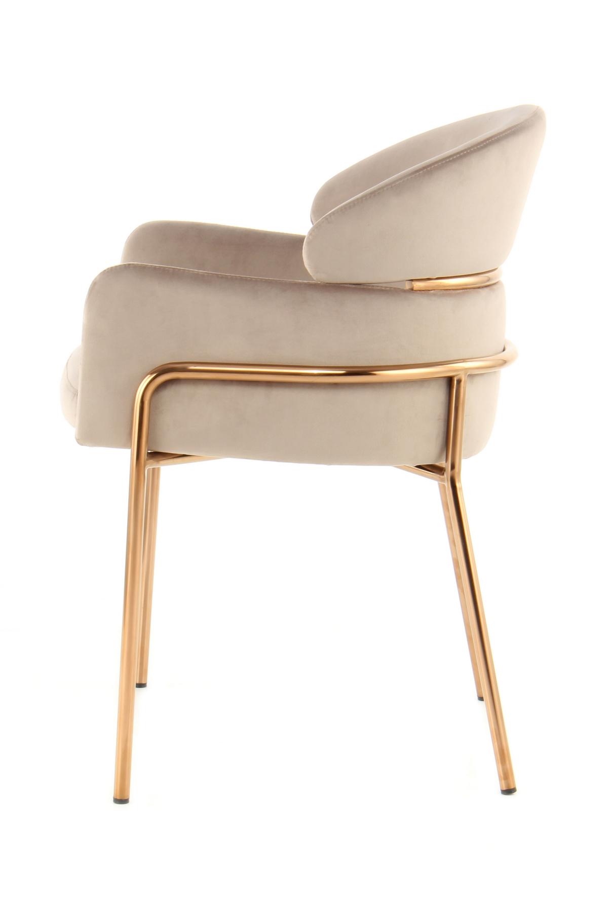 Armlehnstuhl Corey Taupe/Roségold Gepolstert - Taupe/Goldfarben, MODERN, Holz/Kunststoff (58/79/57cm) - Kayoom