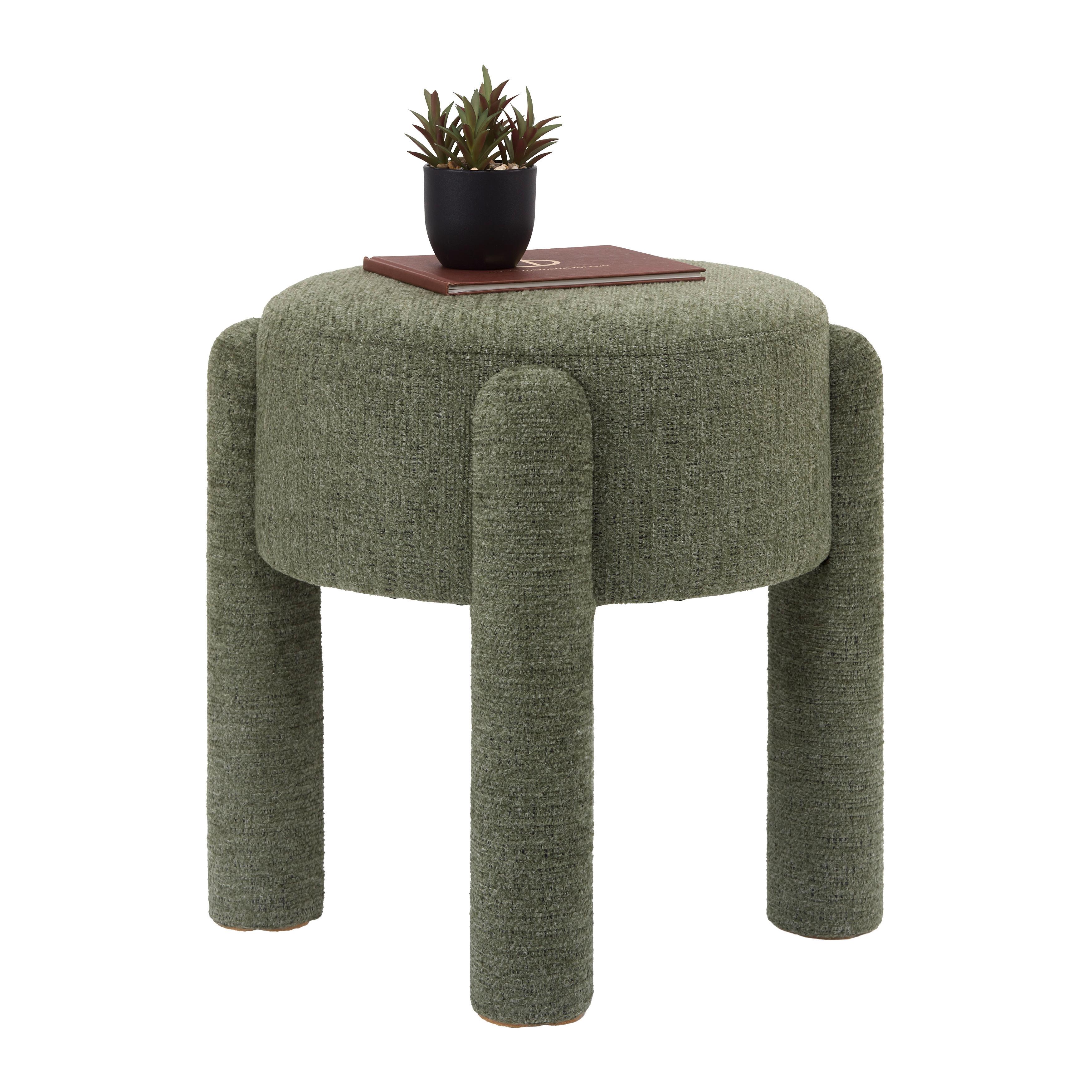 Taburetka LEONIE, zelená ženilka, max. 120 kg - zelená, Lifestyle, kompozitné drevo/textil (47/47/42cm) - Mömax