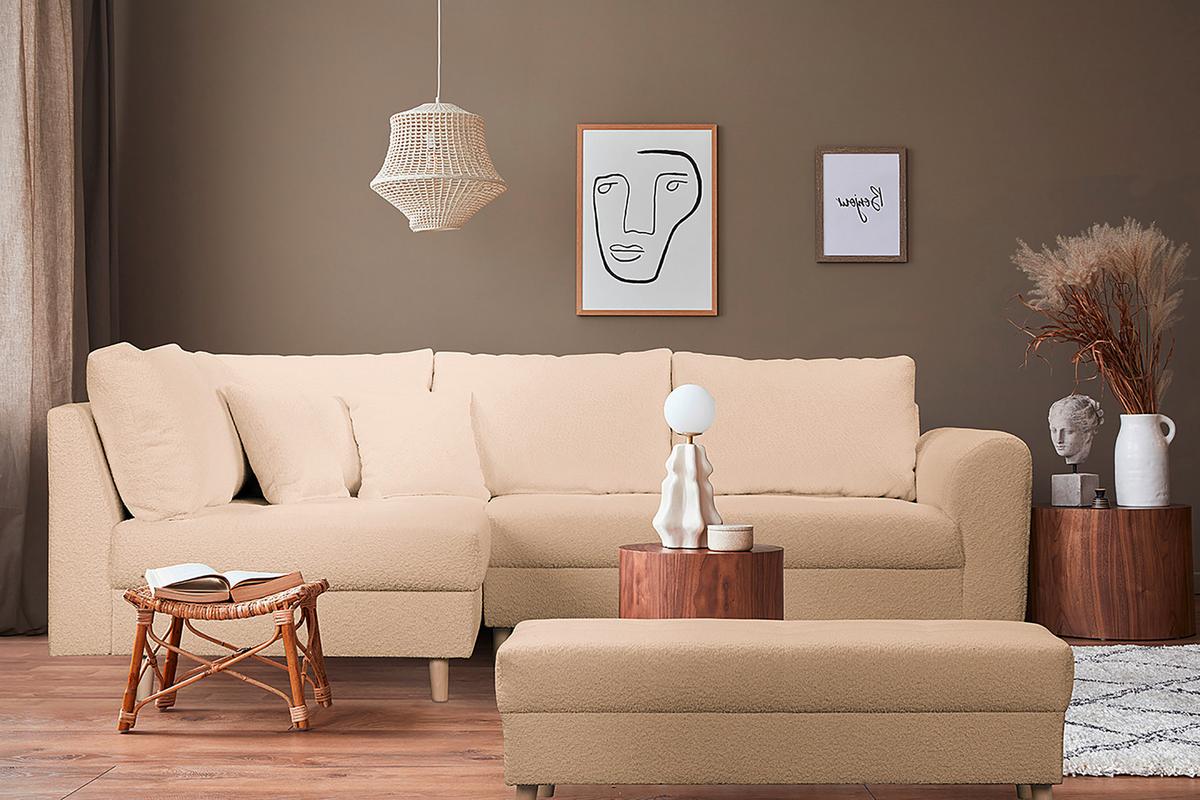 Ecksofa Ariella Beige S: 161x231 cm - Beige/Naturfarben, Design, Textil (161/231cm) - Livetastic