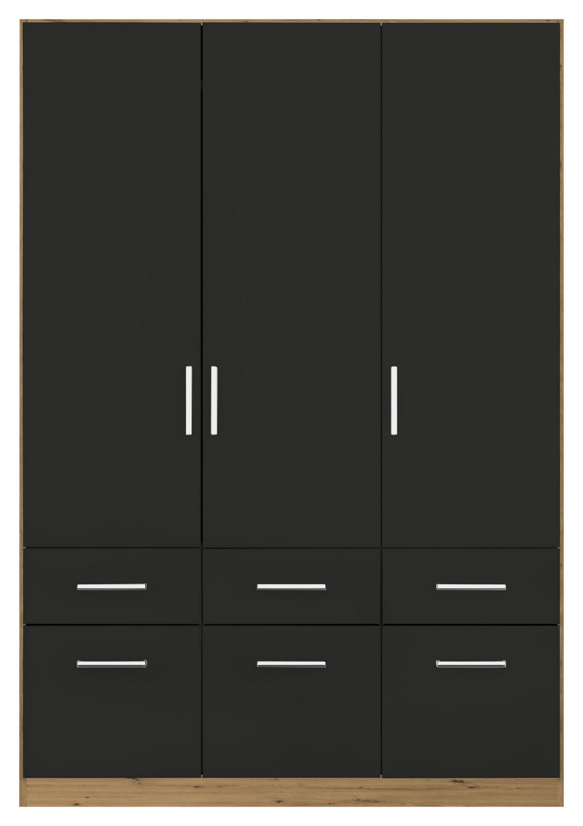 Drehtürenschrank 136 cm Berlin Eiche Artisan/Grau - Eiche Artisan/Grau, MODERN, Holzwerkstoff (136/197/54cm) - Rauch Möbel
