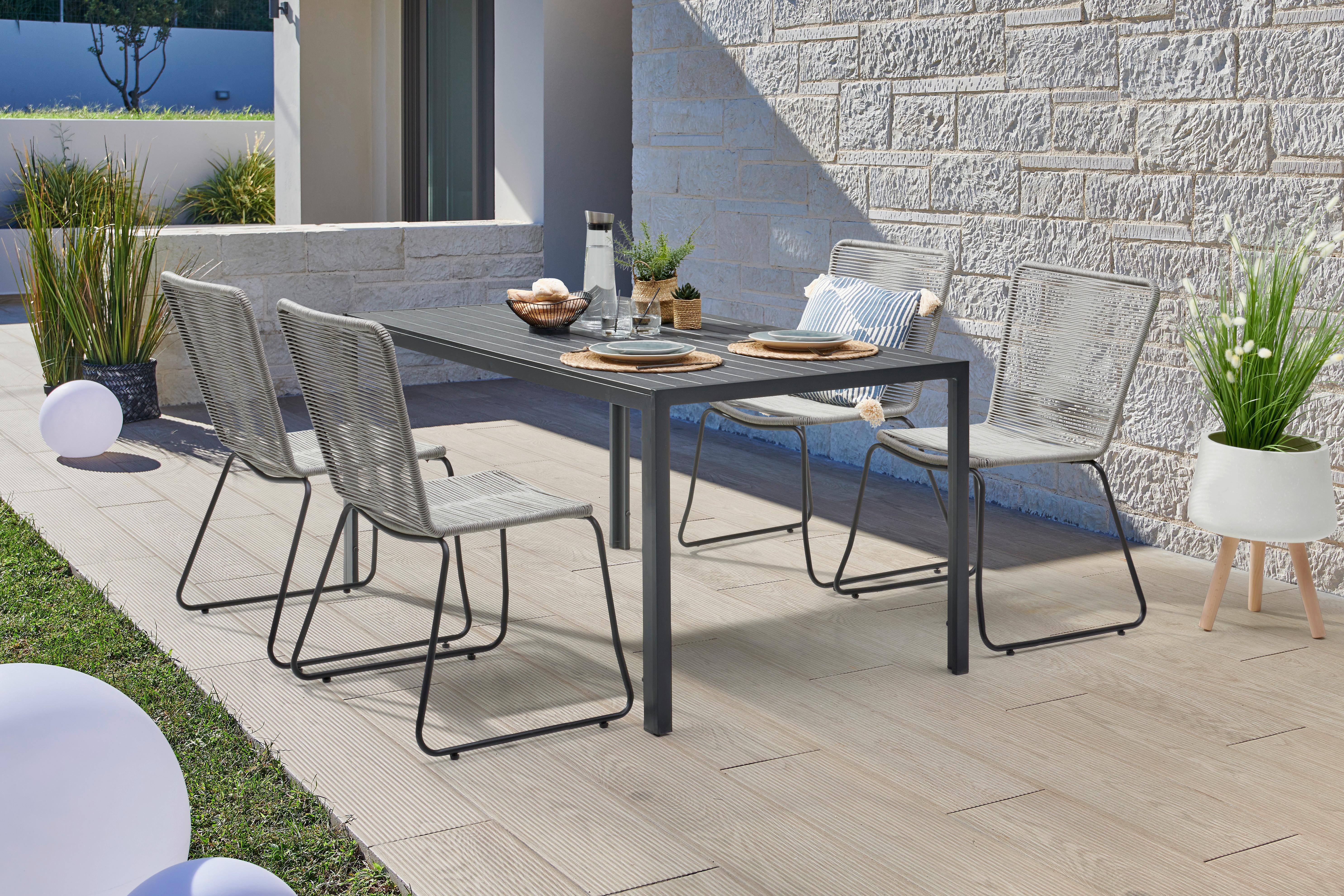 Gartenstuhl Trendy Aus Metall und Kunststoff - Schwarz/Grau, MODERN, Kunststoff/Metall (58/88/62cm) - Beldano