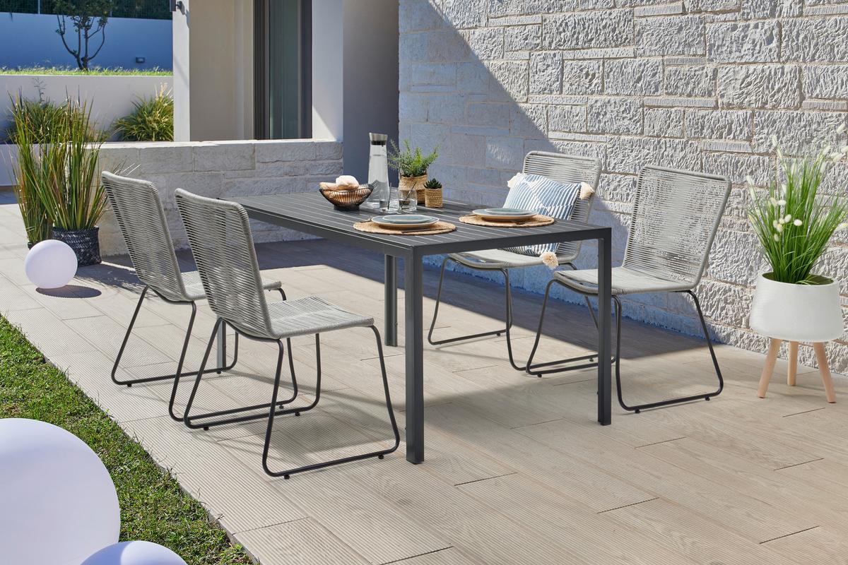 Gartenstuhl Trendy Aus Metall Und Kunststoff - Schwarz/Grau, MODERN, Kunststoff/Metall (58/88/62cm) - Beldano