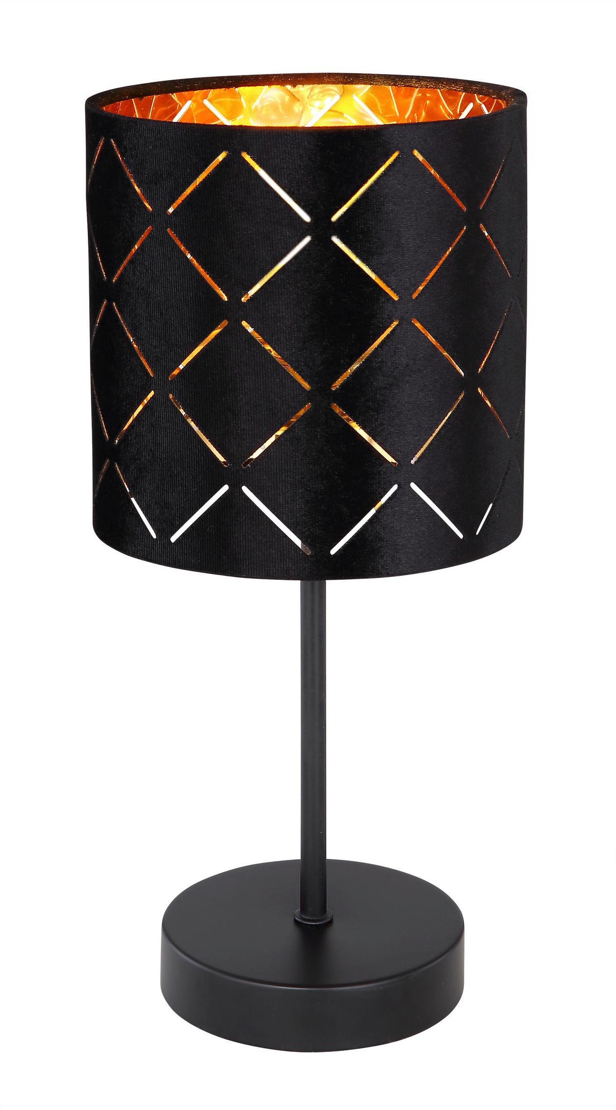 Tischlampe Schwarz Mit Wippschalter - Schwarz, Basics, Textil/Metall (15/35cm) - Globo