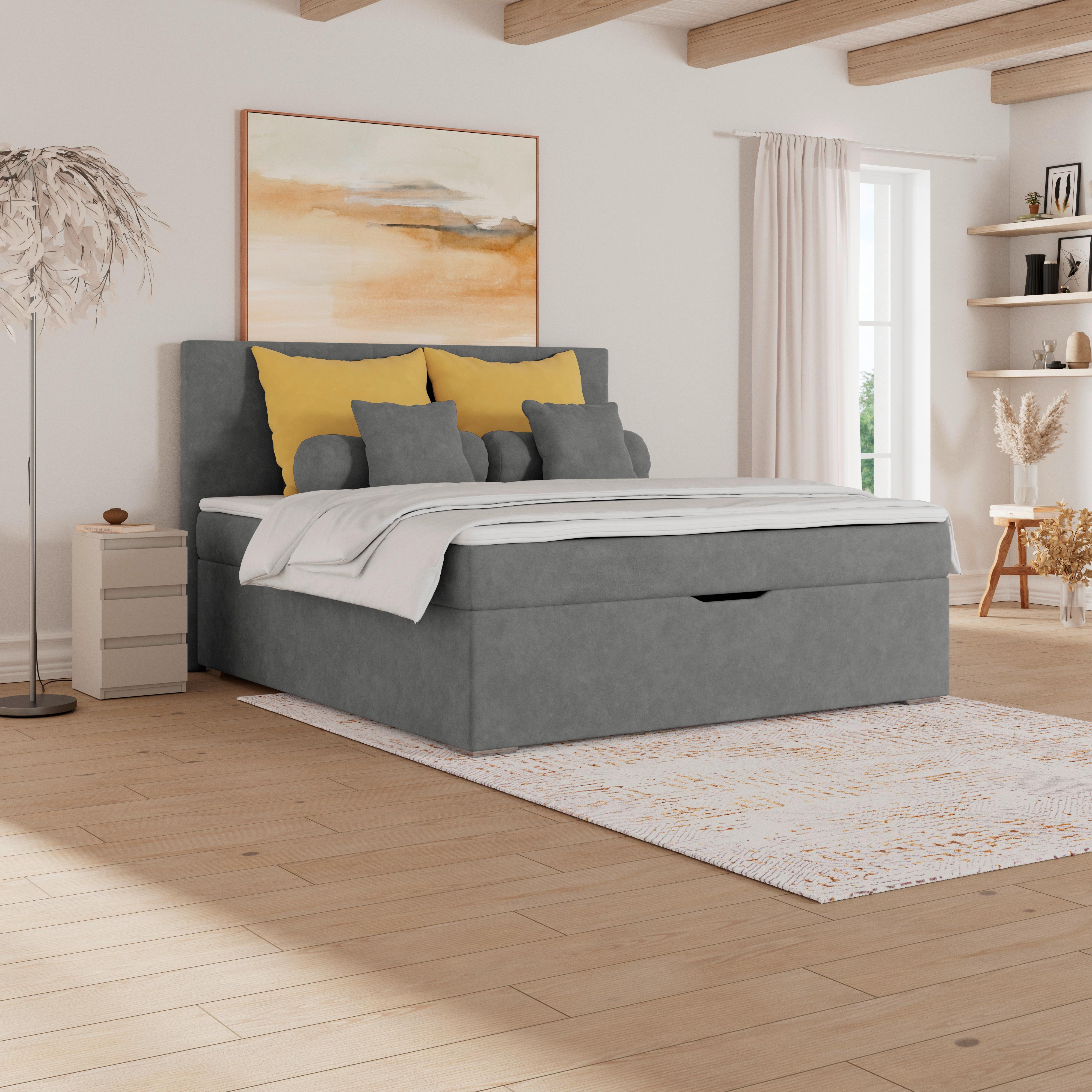 Polsterbett Adria - Chromfarben/Graphitfarben, KONVENTIONELL, Holz/Textil (180/200cm)