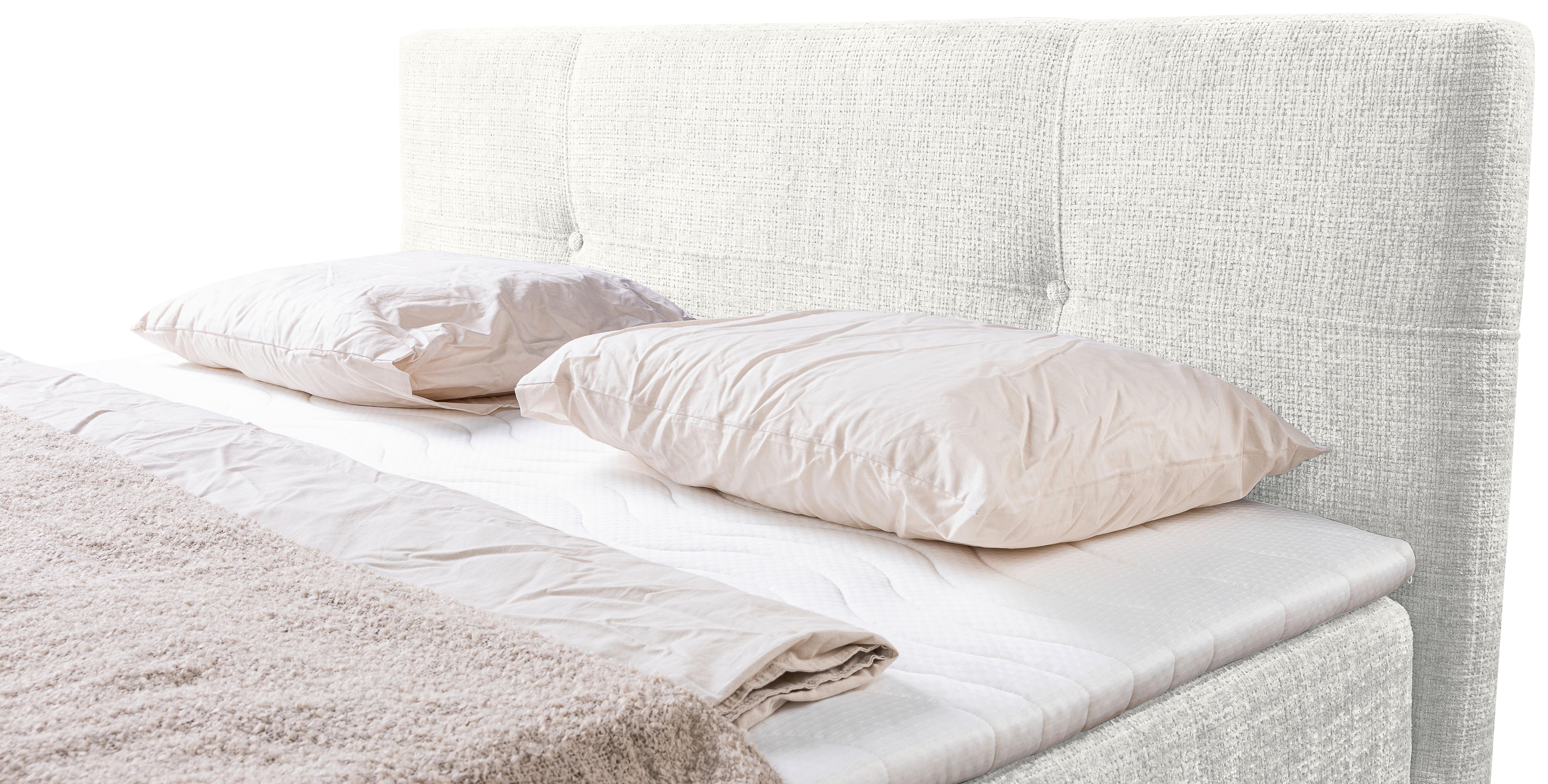 Boxbett mit Bettkasten Haga Creme 180x200 cm - Creme/Schwarz, MODERN, Holz/Kunststoff (180/200cm) - MID.YOU