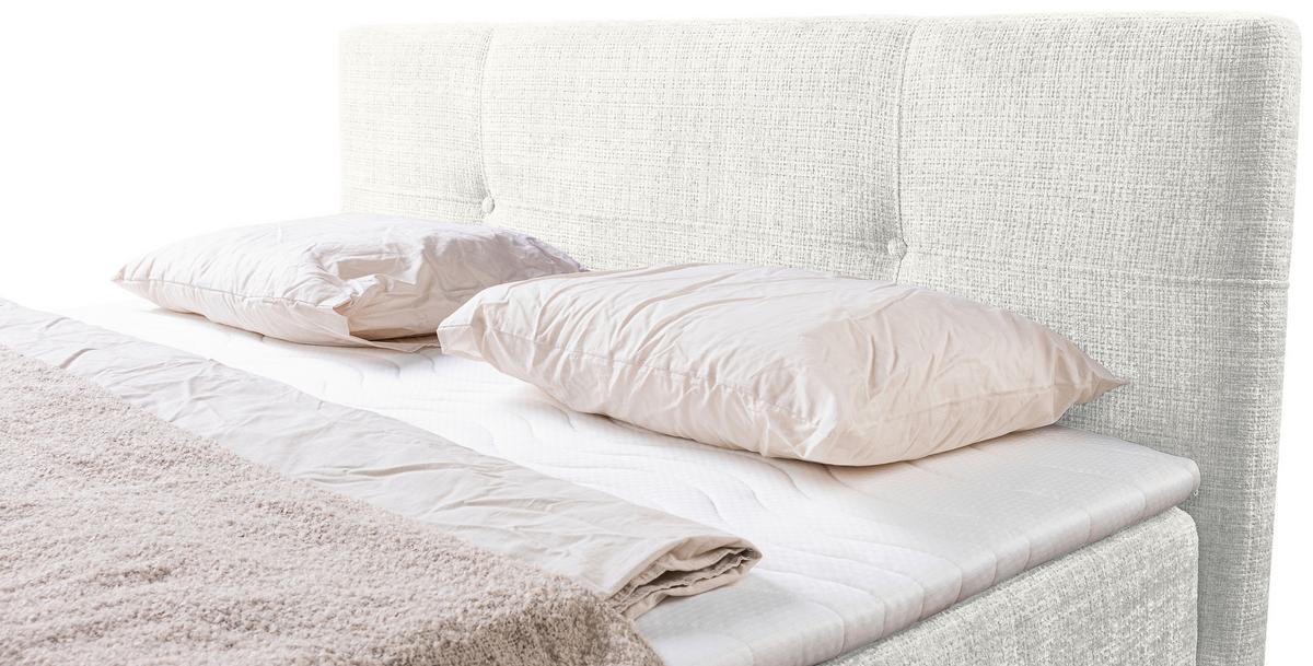 Boxbett mit Bettkasten Haga Creme 180x200 cm - Creme/Schwarz, MODERN, Holz/Kunststoff (180/200cm) - MID.YOU