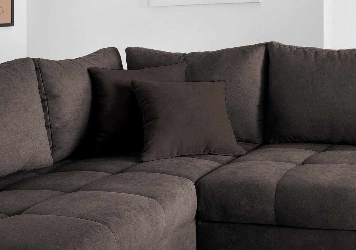 Eckschlafsofa Alvito Dunkelbraun S: 202/298 Cm - Dunkelbraun/Silberfarben, Design, Textil (202/298cm) - Livetastic
