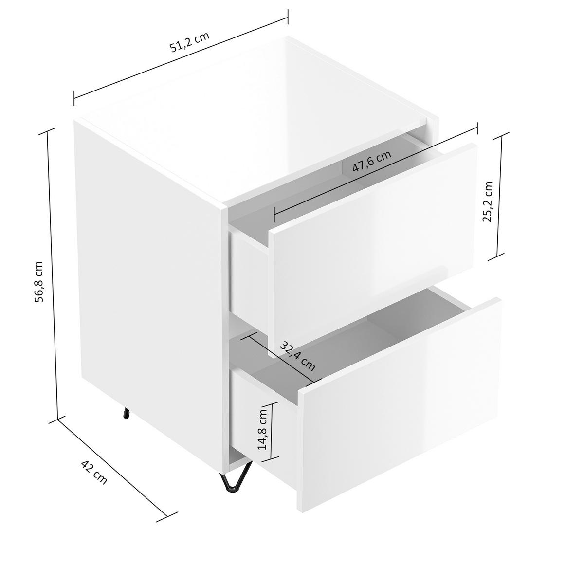 Nachttisch Industrial Graphit-/Eichefarben B: 51,2cm - Eichefarben/Schwarz, Basics, Holzwerkstoff/Metall (51,2/65/42cm) - MID.YOU