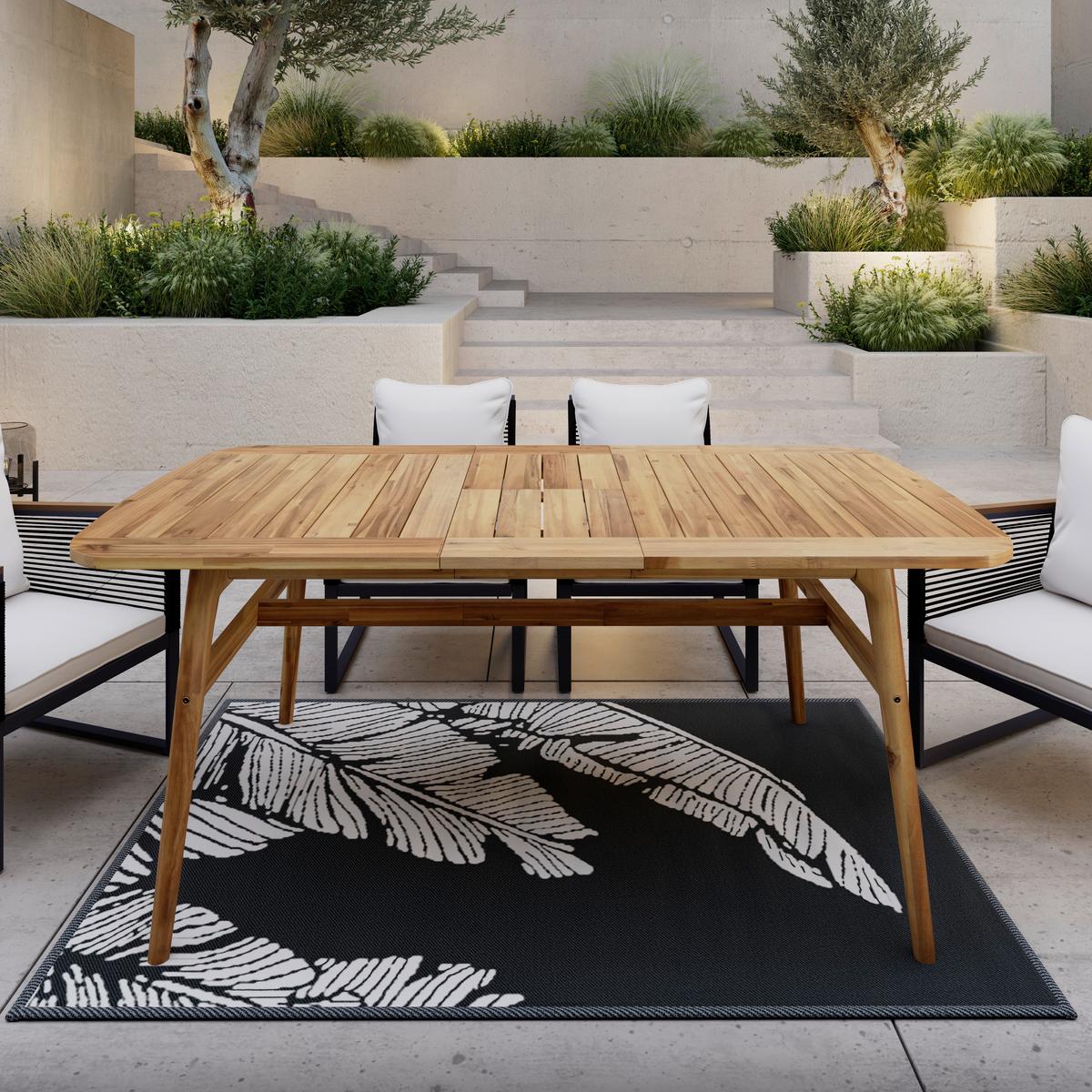 ZÁHRADNÝ STÔL NICOLA - farba tíku, Modern, drevo (160-200cm) - Bessagi Garden