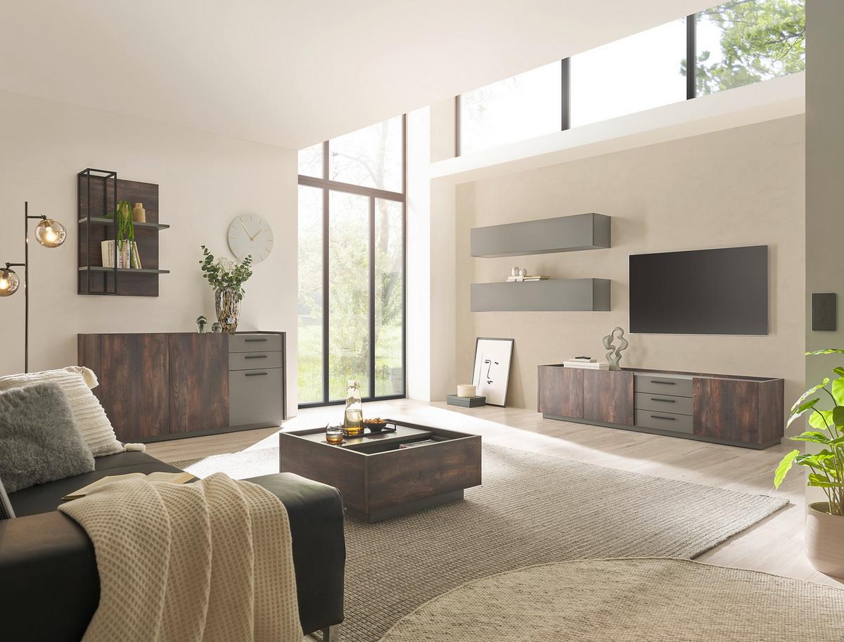 Couchtisch Largo Anthrazit/Eichefarben B: 75 cm - Eichefarben/Anthrazit, Design, Holzwerkstoff (75/33/75cm) - MID.YOU