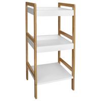 Regal Liane 1 B: 36 cm Bambus Massiv/Weiß - Naturfarben/Weiß, MODERN, Naturmaterialien/Holzwerkstoff (36/80/33cm)