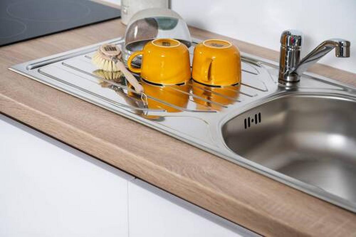 Küchenzeile Premium M. Geräten 280 Cm Weiß/eiche Dekor Modern - Eichefarben/Weiß, MODERN, Holzwerkstoff (280cm) - Respekta