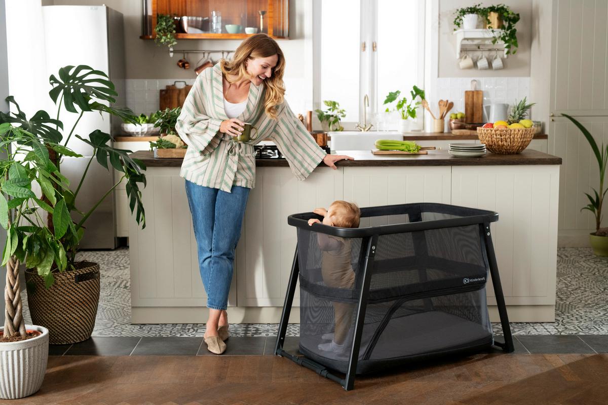 Reisebett Sofi Plus 4-In-1 Dunkelgrau, Lf: 50x90cm - Dunkelgrau, Basics, Textil/Metall (50/90cm) - Kinderkraft