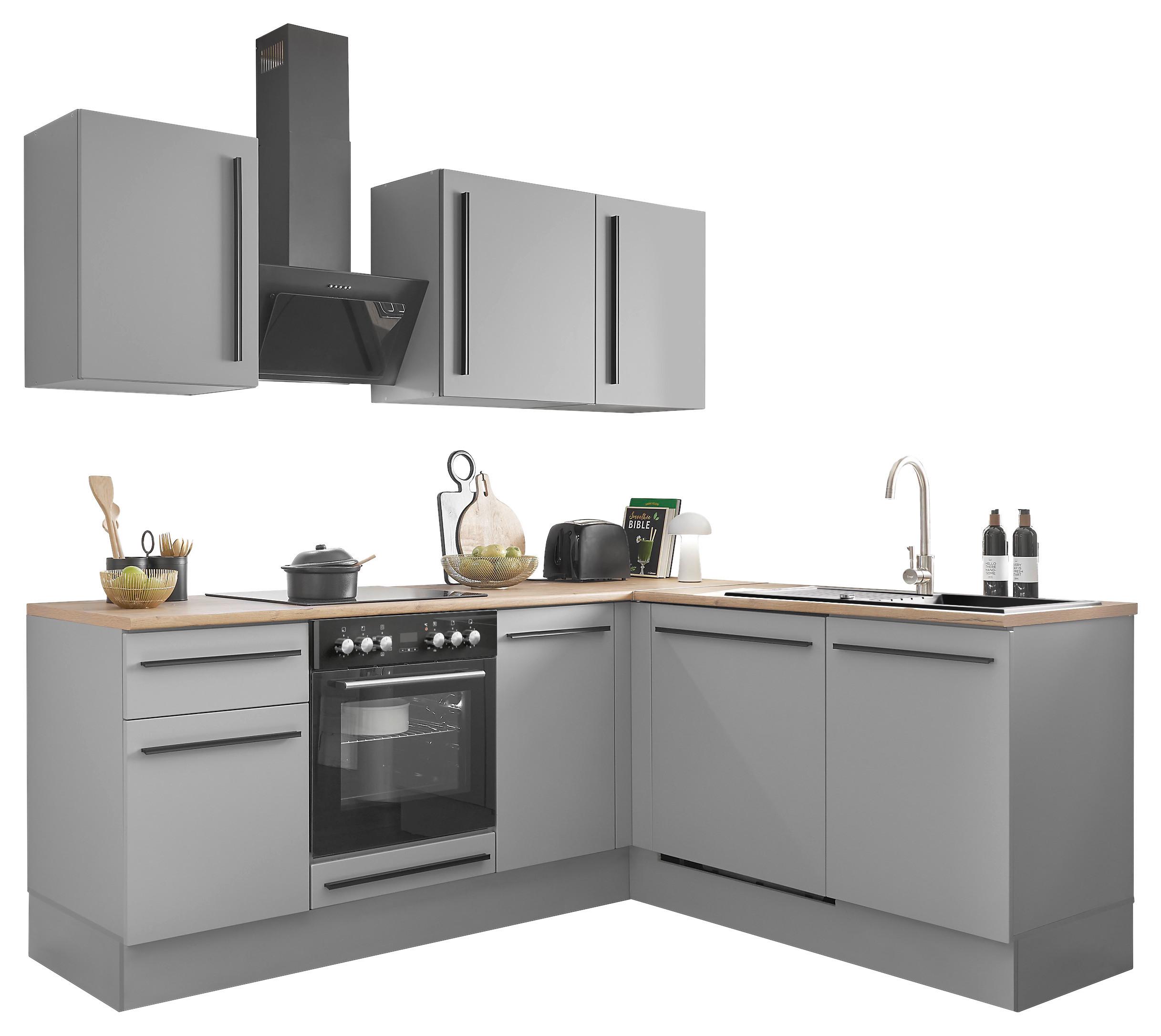 ROHOVÁ KUCHYŇA DENVER - čierna/sivá, Design, kompozitné drevo/plast (220/175cm) - MID.YOU