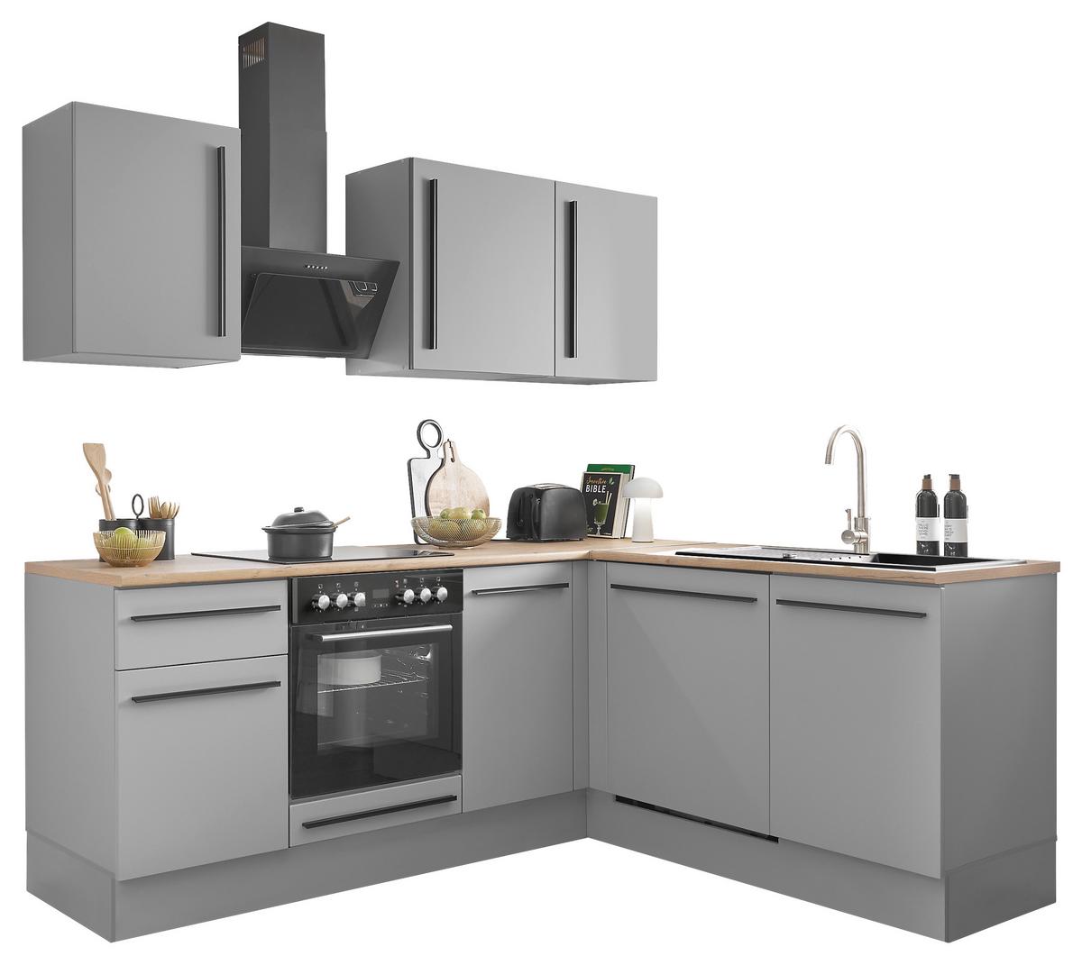 ROHOVÁ KUCHYŇ DENVER - šedá/barvy dubu, Design, kompozitní dřevo/plast (220/175cm) - MID.YOU