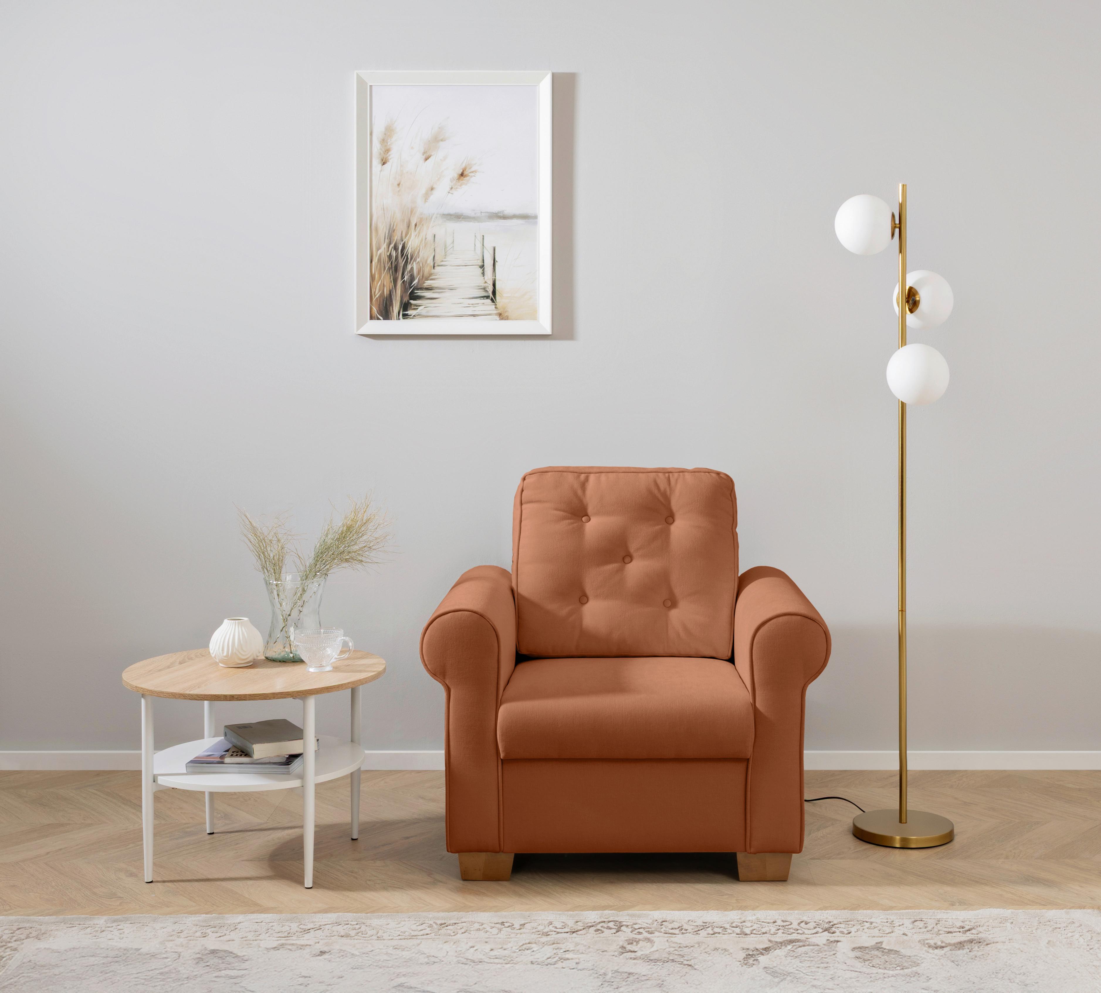 Sessel Arles, Rostfarben 56 B: 93 Cm - Rostfarben/Buchefarben, Design, Textil (93/89/82cm) - MID.YOU