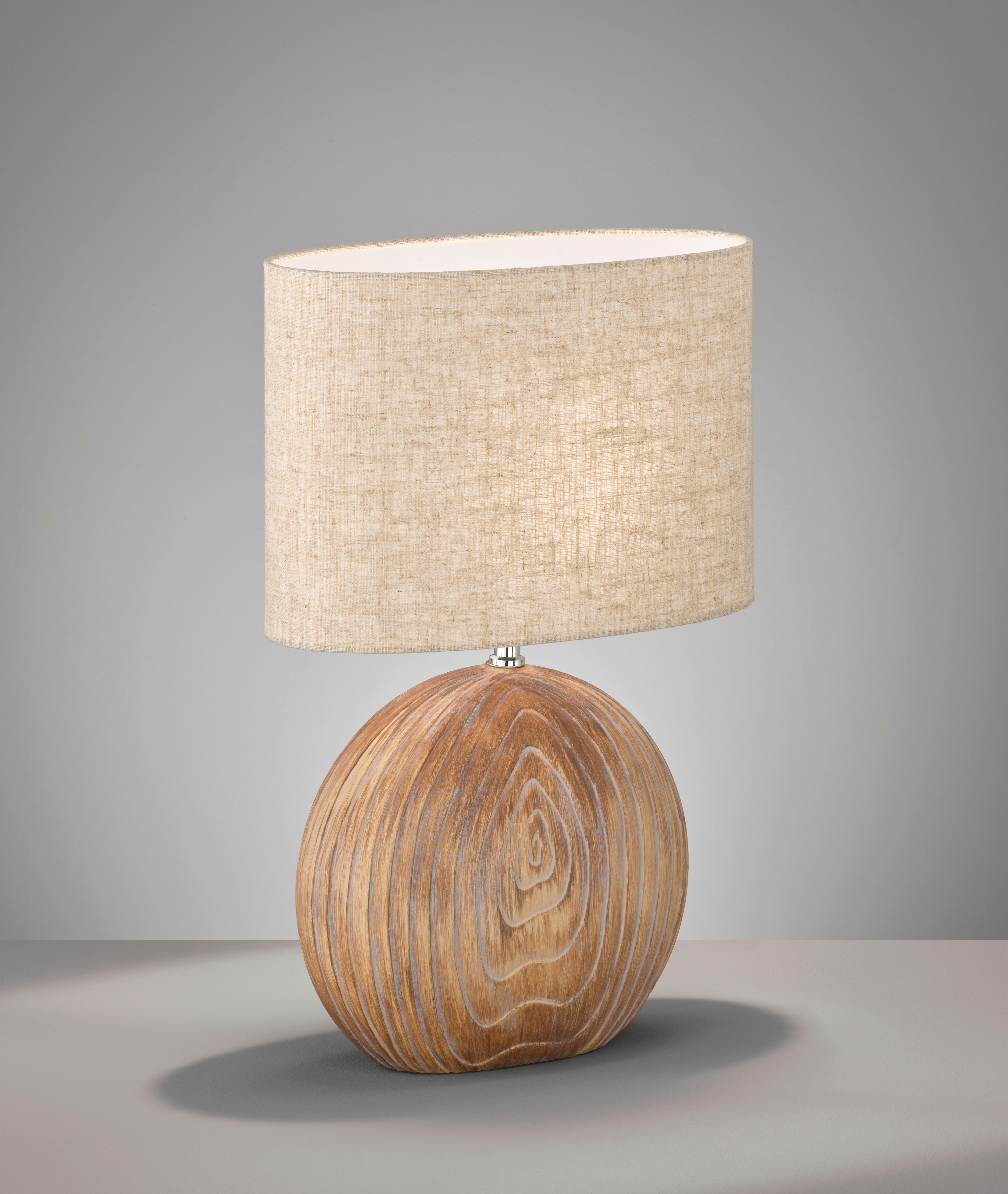 Tischleuchte 50608 Tobse - Sandfarben/Eukalyptusholzfarben, Basics, Keramik/Textil (34/17/53cm) - Fischer & Honsel