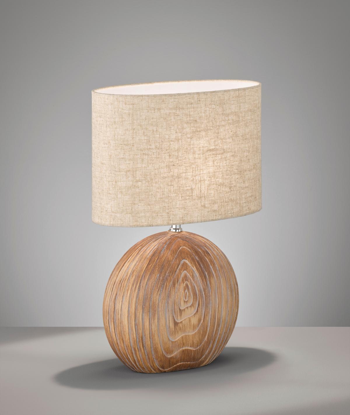 Tischleuchte 50608 Tobse - Sandfarben/Eukalyptusholzfarben, Basics, Keramik/Textil (34/17/53cm) - Fischer & Honsel