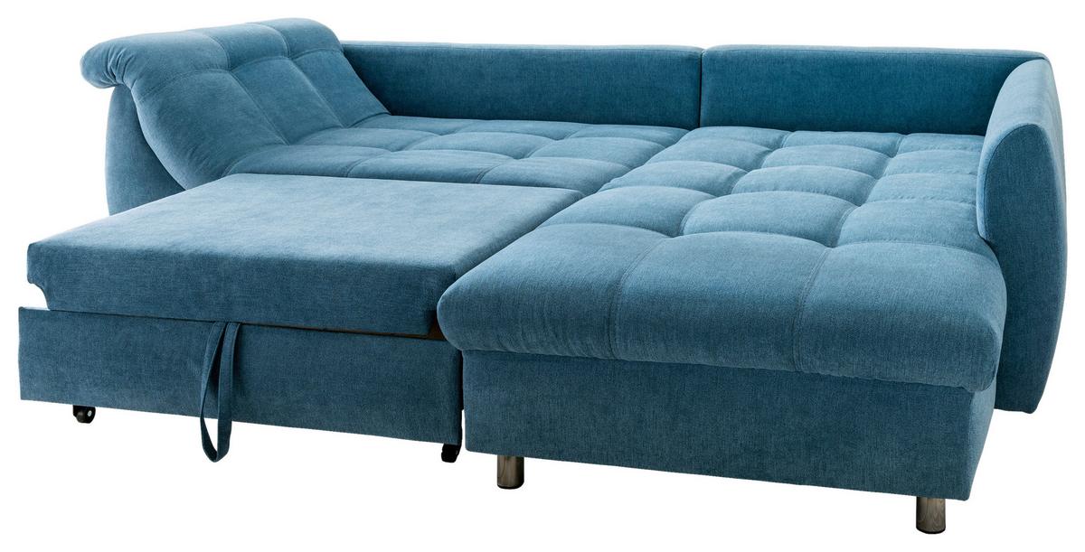Rohová sedačka AGIRA, pravá, modrá / strieborná - modrá/chrómová, Design, textil (250/190cm) - Livetastic
