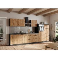 Küchenzeile Liverpool Mit Geräten 360 Cm Graphit/eiche - Schieferfarben/Eiche Wotan, Basics, Holzwerkstoff (360cm) - Held