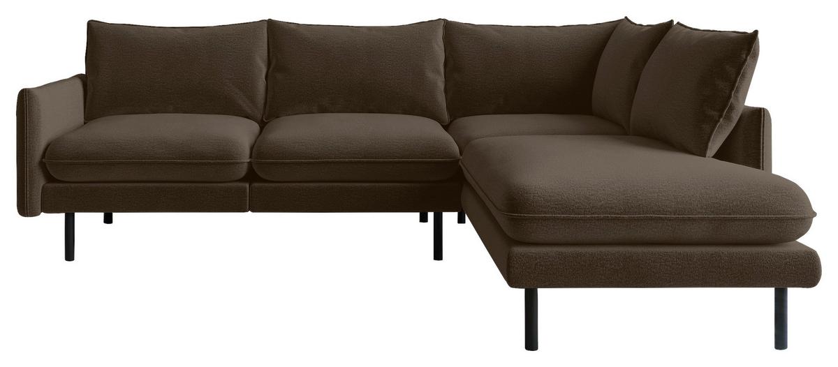 Ecksofa Samos Braun S: 267x204 Cm - Edelstahlfarben/Braun, Design, Textil (267/204cm) - Livetastic
