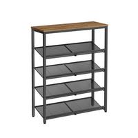 Schuhregal Lbs038k01 - Schwarz/Braun, Trend, Holzwerkstoff/Metall (75/93/28cm) - MID.YOU