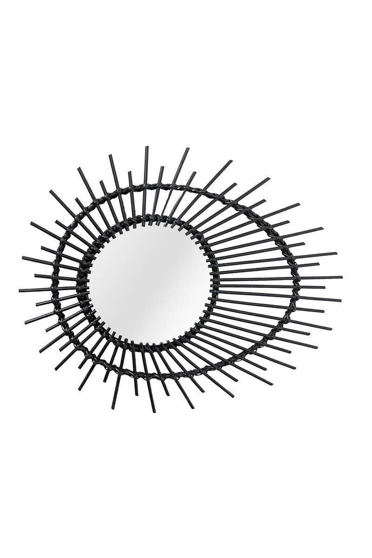 Wandspiegel Aina 58x47 Cm Mit Rattan Rahmen - Schwarz, Trend, Glas/Holz (58/47/2cm) - Kayoom