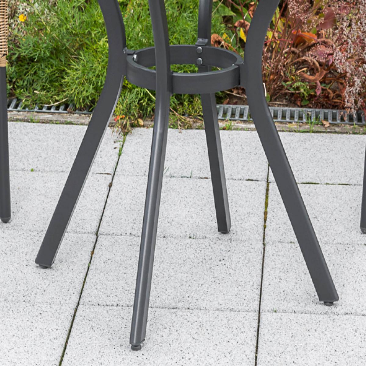 Gartenmöbel Set 3-Tlg. Ravenna Metall/Kunststoffgeflecht - Graphitfarben/Naturfarben, ROMANTIK / LANDHAUS, Kunststoff/Metall - Gardenson