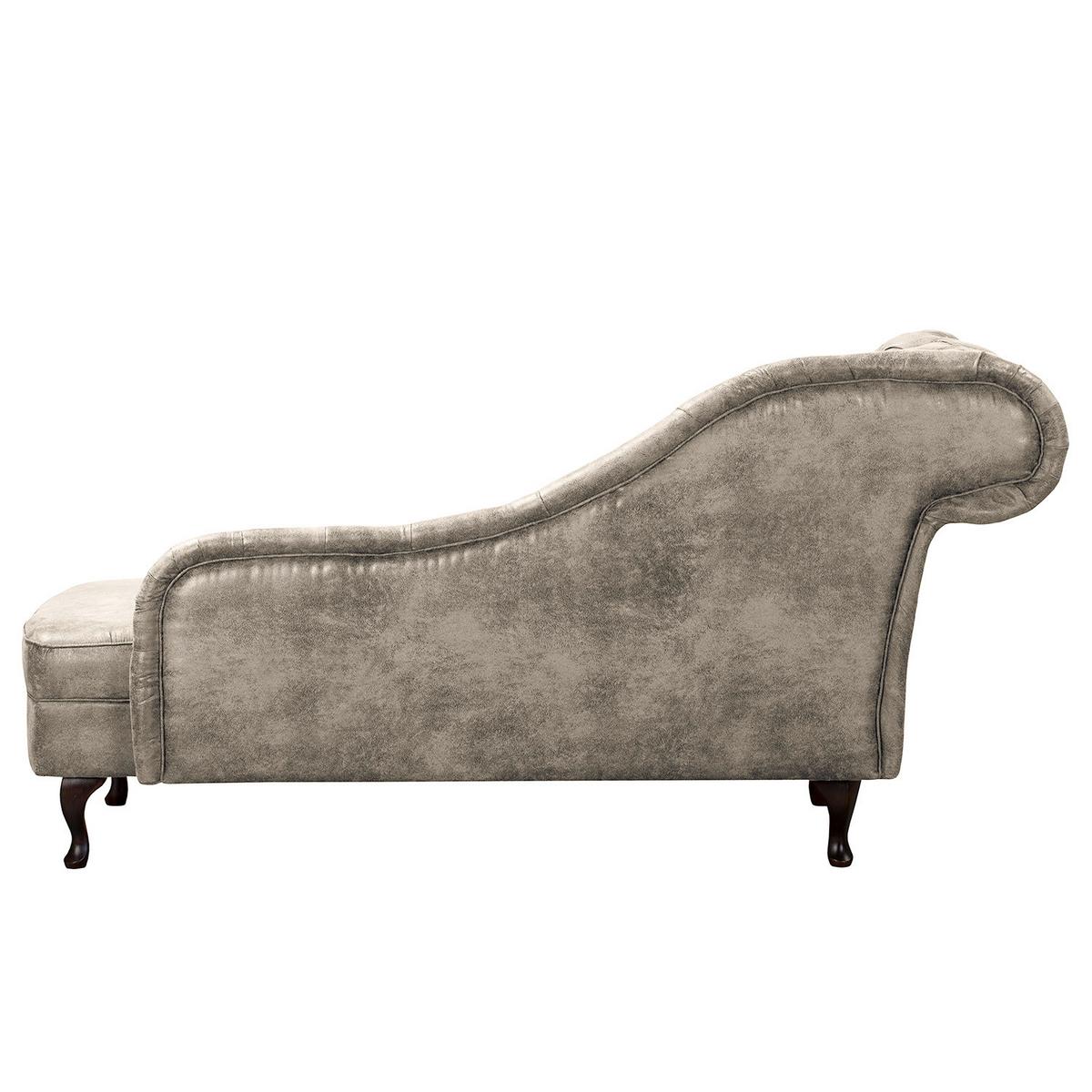 Récamiere Pako Hellgrau B: 185cm - Hellgrau/Braun, Design, Textil (185/93/75cm) - Livetastic