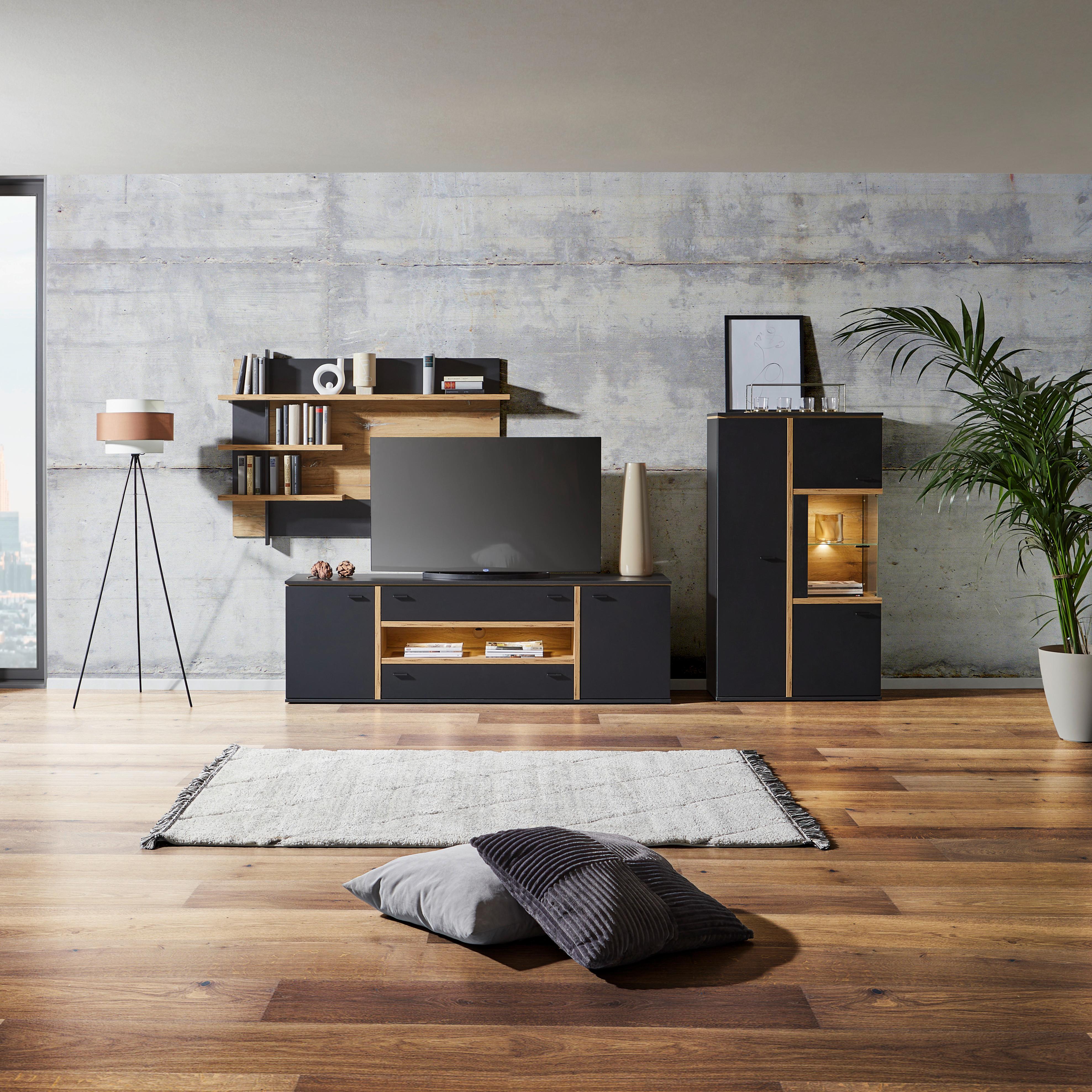 Vitrine in Schwarz und Eiche online kaufen