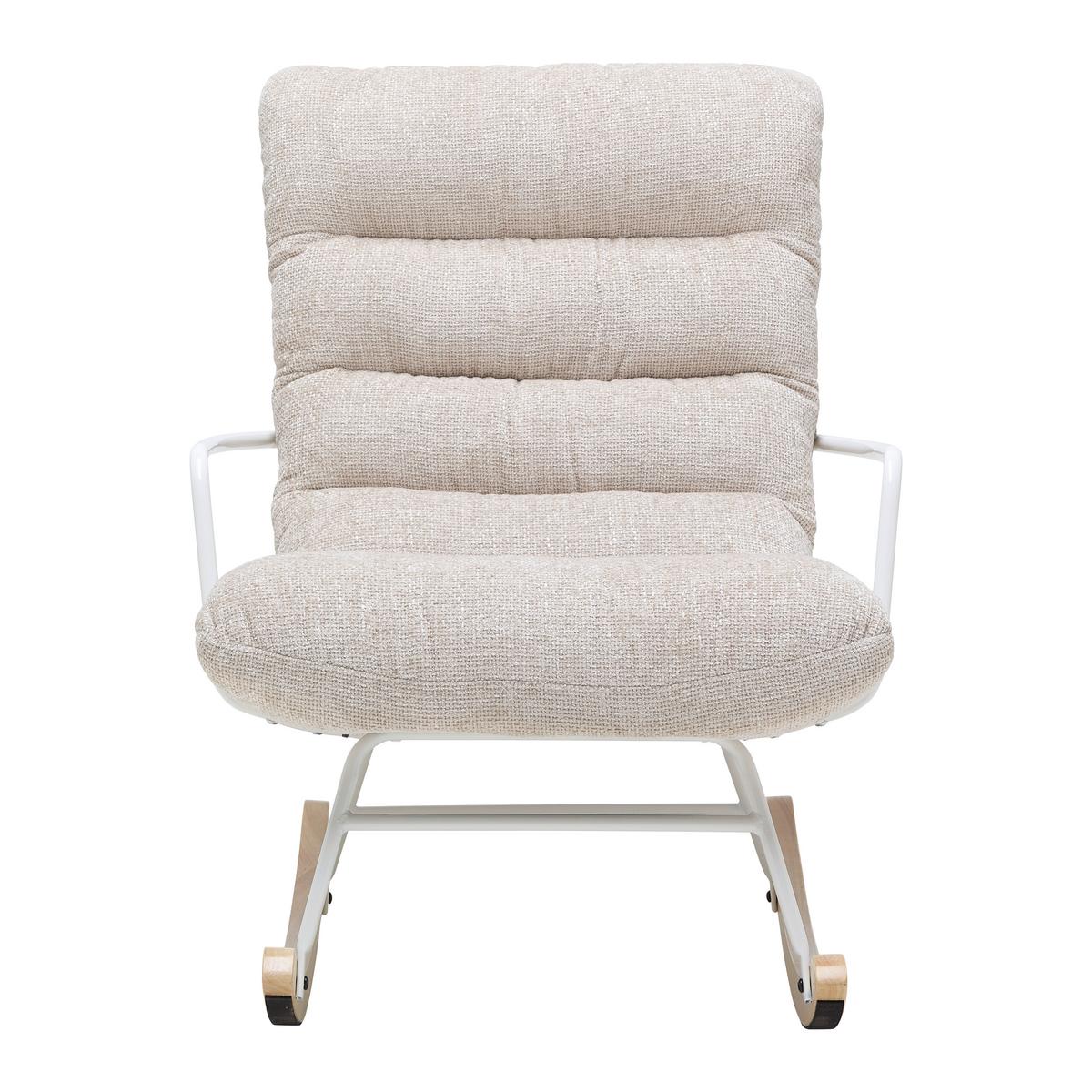 Hojdacie kreslo SWINGO, krémová ženilka, max. 140 kg - biela/krémová, Modern, kov/drevo (72/96/110cm) - Mömax