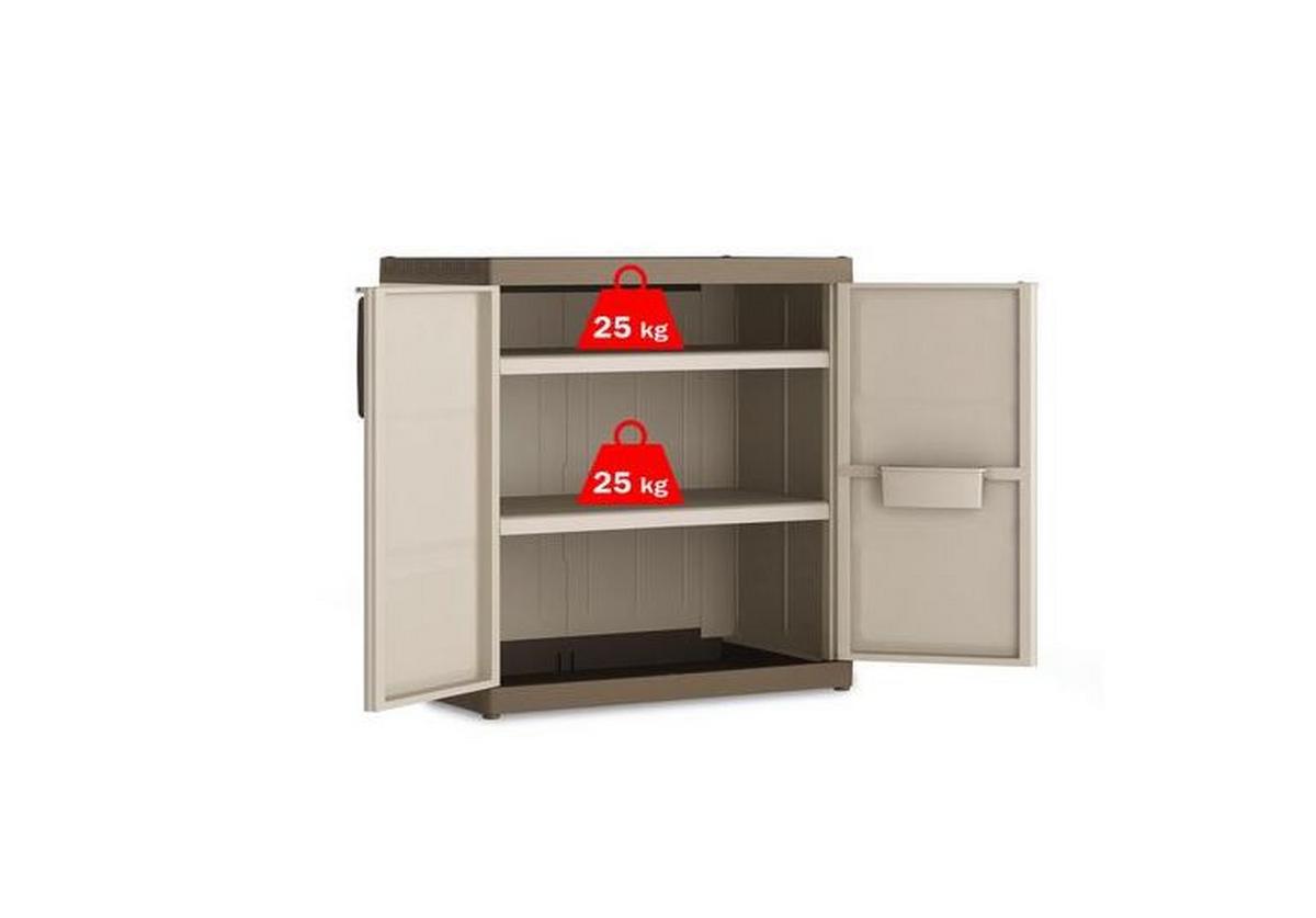 Plastová skříň EXCELLENCE XL nízka - béžová, Moderní (89/93/54cm)