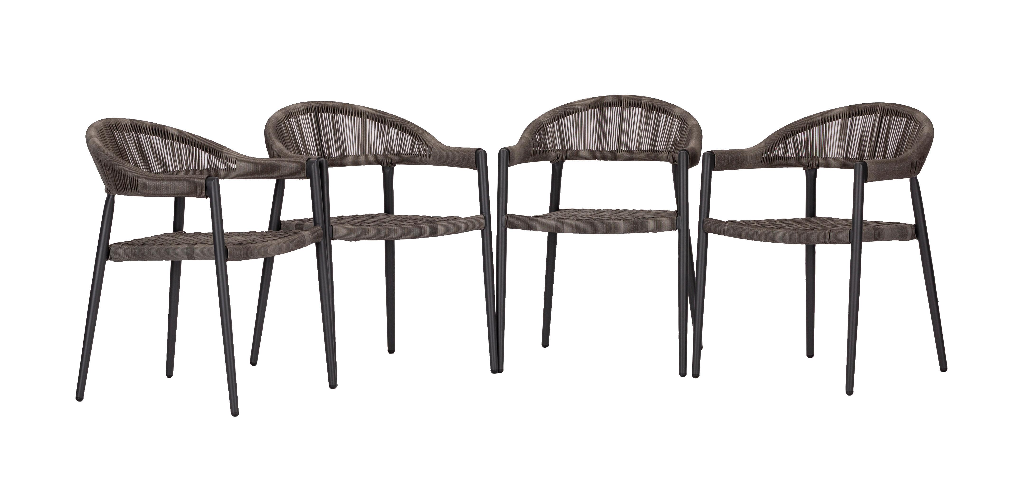 Gartensessel-Set 4--teilig. stapelbar Brooklyn Metall - Dunkelgrau/Graphitfarben, Basics, Kunststoff/Metall (56/58/78cm) - Gardenson