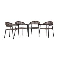 Gartensessel-Set 4--teilig. stapelbar Brooklyn Metall - Dunkelgrau/Graphitfarben, Basics, Kunststoff/Metall (56/58/78cm) - Gardenson