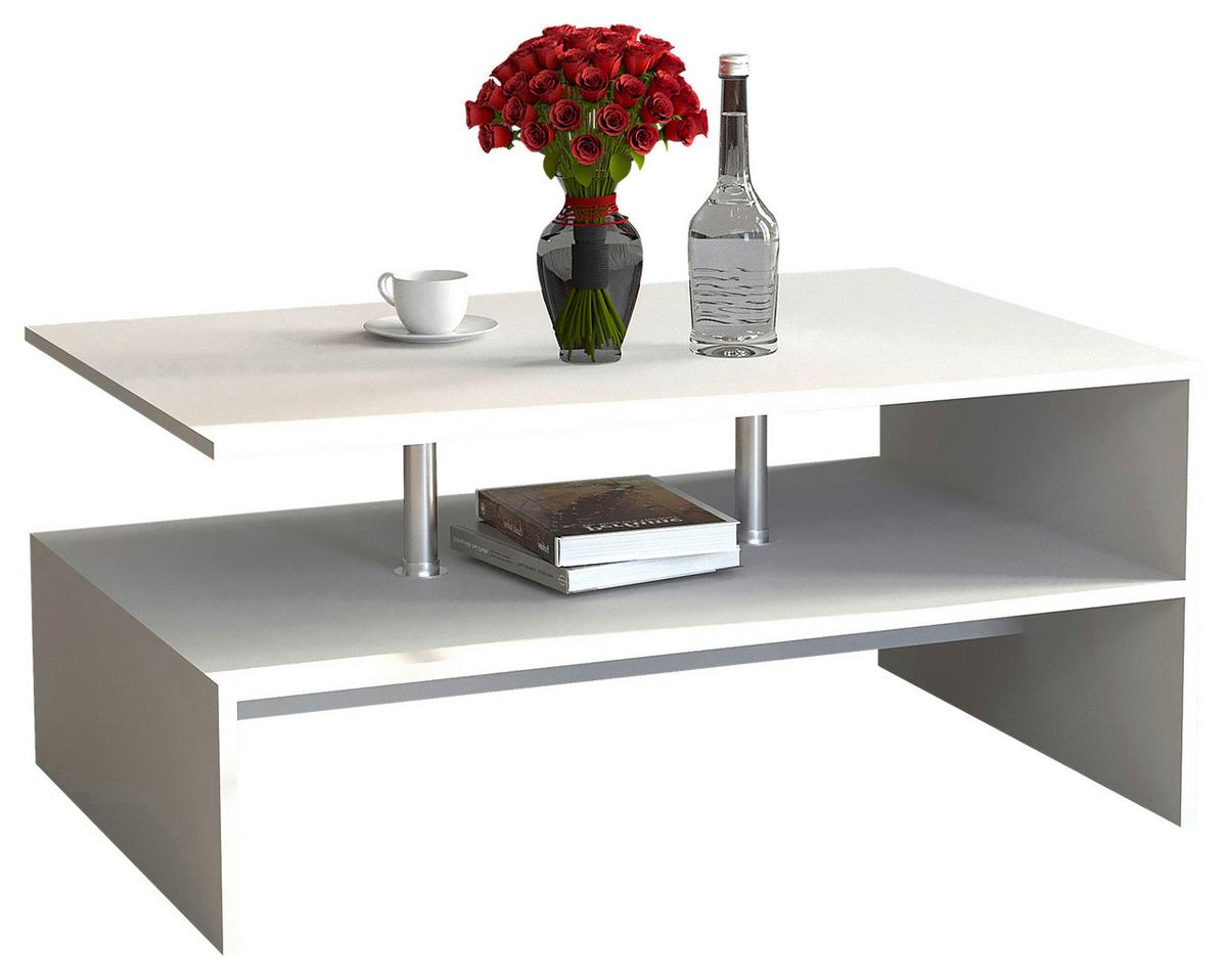 Couchtisch Maliso Weiß L: 90 cm - Weiß, Design, Holzwerkstoff (90/60/42cm) - MID.YOU
