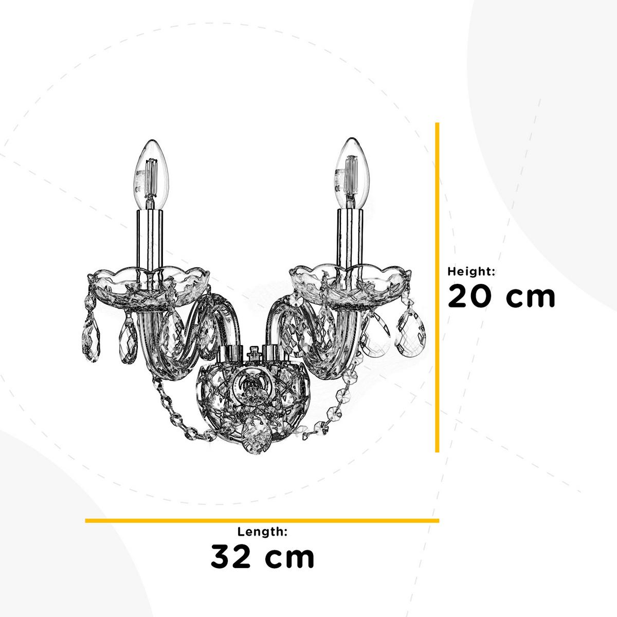 Wandleuchte 9095/Ap2c - Chromfarben/Transparent, KONVENTIONELL, Glas/Metall (32/30/20cm)