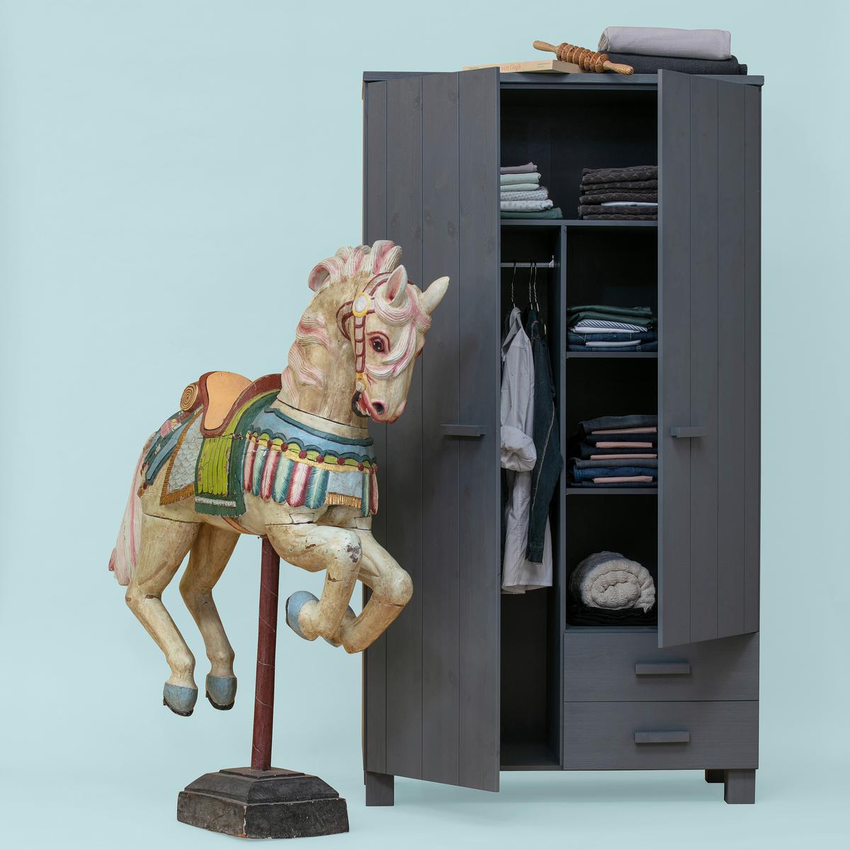 Garderobenschrank Dennis Dunkelgrau B: 111 Cm - Dunkelgrau, Design, Holz/Holzwerkstoff (111/202/55cm) - Livetastic