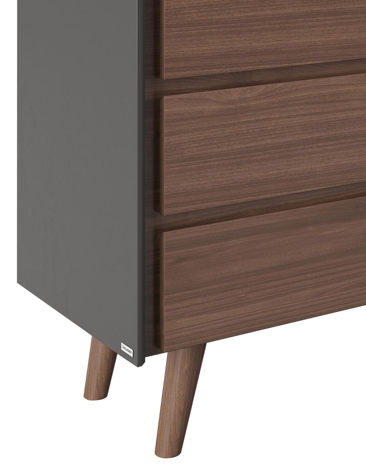 Kommode B 100 Cm Victoria, Walnussfarben/grau - Walnussfarben, KONVENTIONELL, Holzwerkstoff (100/92/42cm) - Playboy