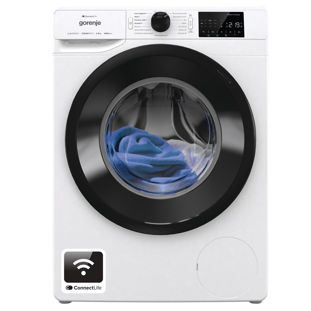 Waschmaschine Wpnei86ats - Schwarz/Weiß, Basics, Glas/Kunststoff (60/85/54,5cm) - Gorenje