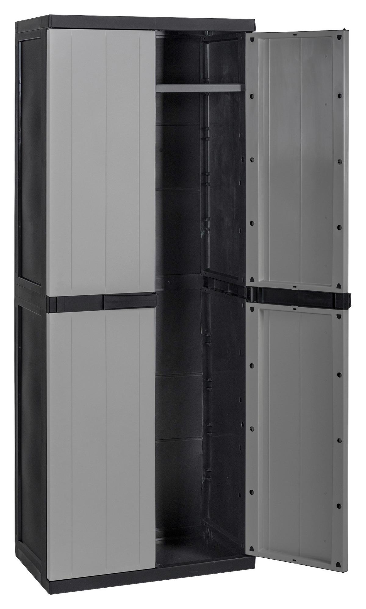 Geräteschrank Groß Hellgrau/Schwarz - Hellgrau/Schwarz, Basics, Kunststoff (65/165/37cm)