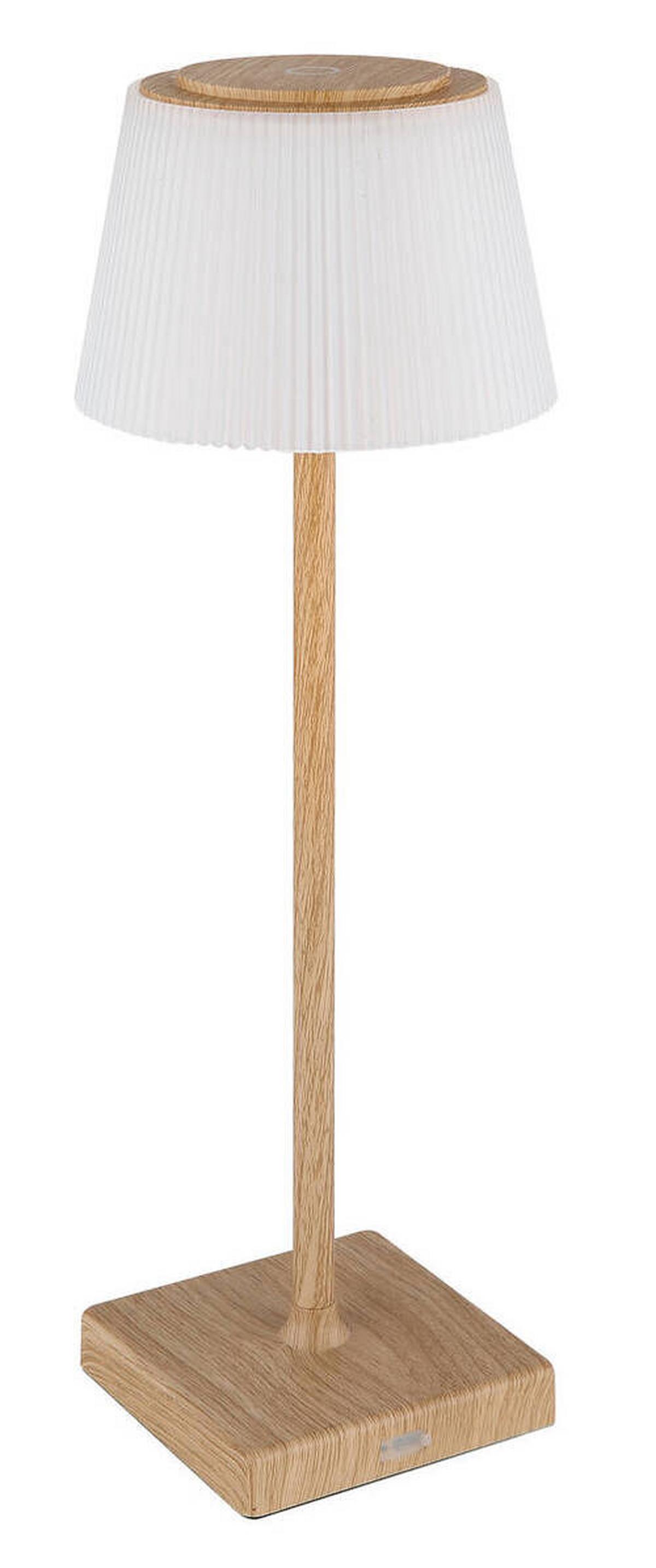 Akku-Tischleuchte 58434K - Braun, Natur, Kunststoff/Metall (13/38cm) - Globo