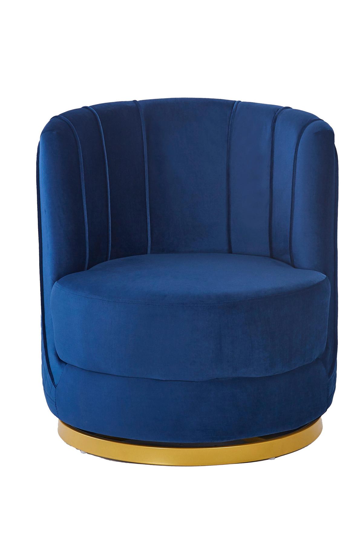 Sessel Dunkelblau B: 68 Cm - Goldfarben/Dunkelblau, MODERN, Textil (68/77/57cm) - Livetastic