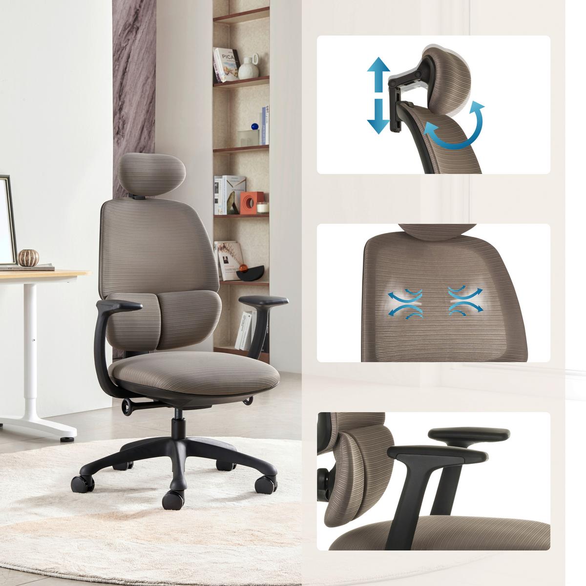 Drehstuhl Ri-cover Grau B: 66 Cm - Schwarz/Grau, MODERN, Kunststoff/Textil (66/114 - 129/67,5cm) - MID.YOU