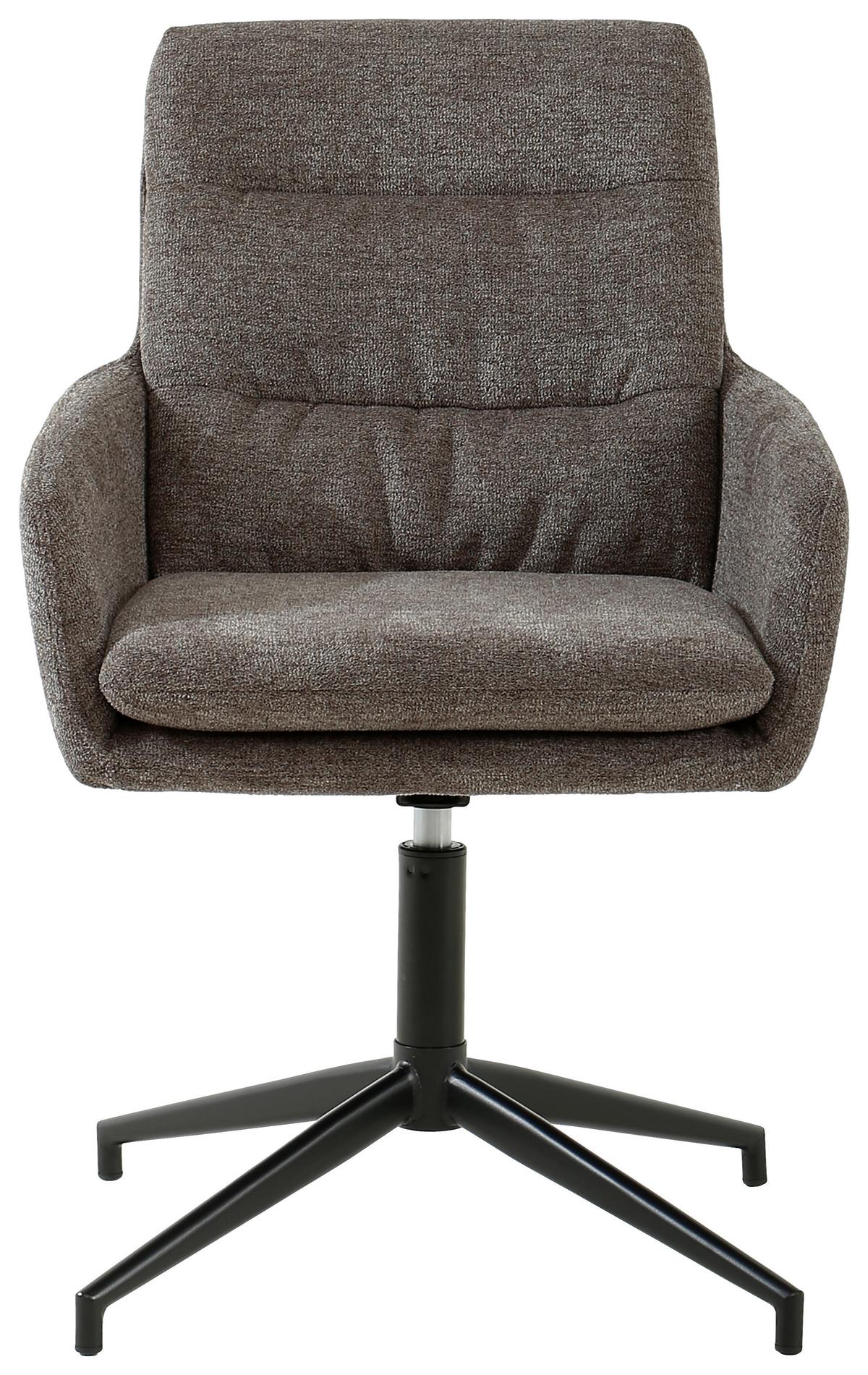 Armlehnstuhl Patrice Braun, Sitzfl. 360° drehbar - Schwarz/Braun, Design, Holz/Textil (57/88/67cm) - MID.YOU