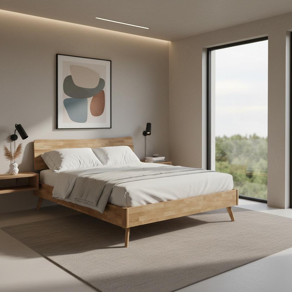 Drevená posteľ DANZIG 160x200 cm, lakovaná - divoký dub, Modern, drevo (160/200cm) - Bessagi Home