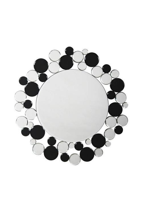 Wandspiegel Bubble Rund 80 cm Metall Schwarz/Silberfarben - Silberfarben/Schwarz, Basics, Glas/Metall (80/80/5cm) - Kayoom