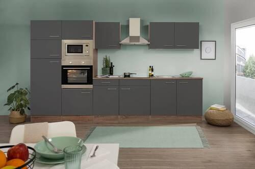 Küchenzeile mit Geräten B: 330 cm Grau/Eiche Dekor - Eichefarben/Grau, Design, Holzwerkstoff (330cm) - Respekta